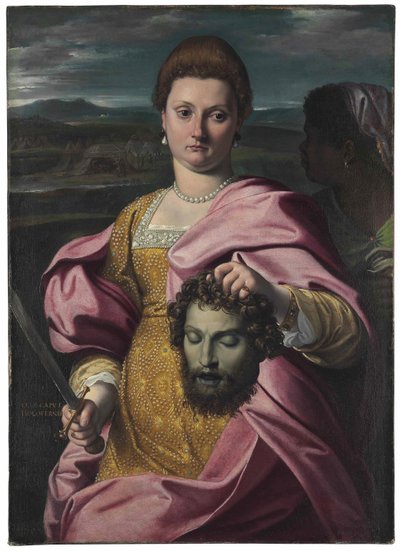 Portret van Olimpia Luna en Melchiorre Zoppio als Judith en Holofernes door Agostino Carracci